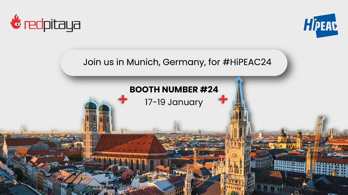 RedPitayaCom's tweet photo. Join us this week, from January 17-19 in Munich, Germany, at the @hipeac Conference. Don't forget to swing by booth #24 for a chat! 😎
#RedPitaya #HiPEAC #ConferenceTime https://t.co/RYKUXp8ePY