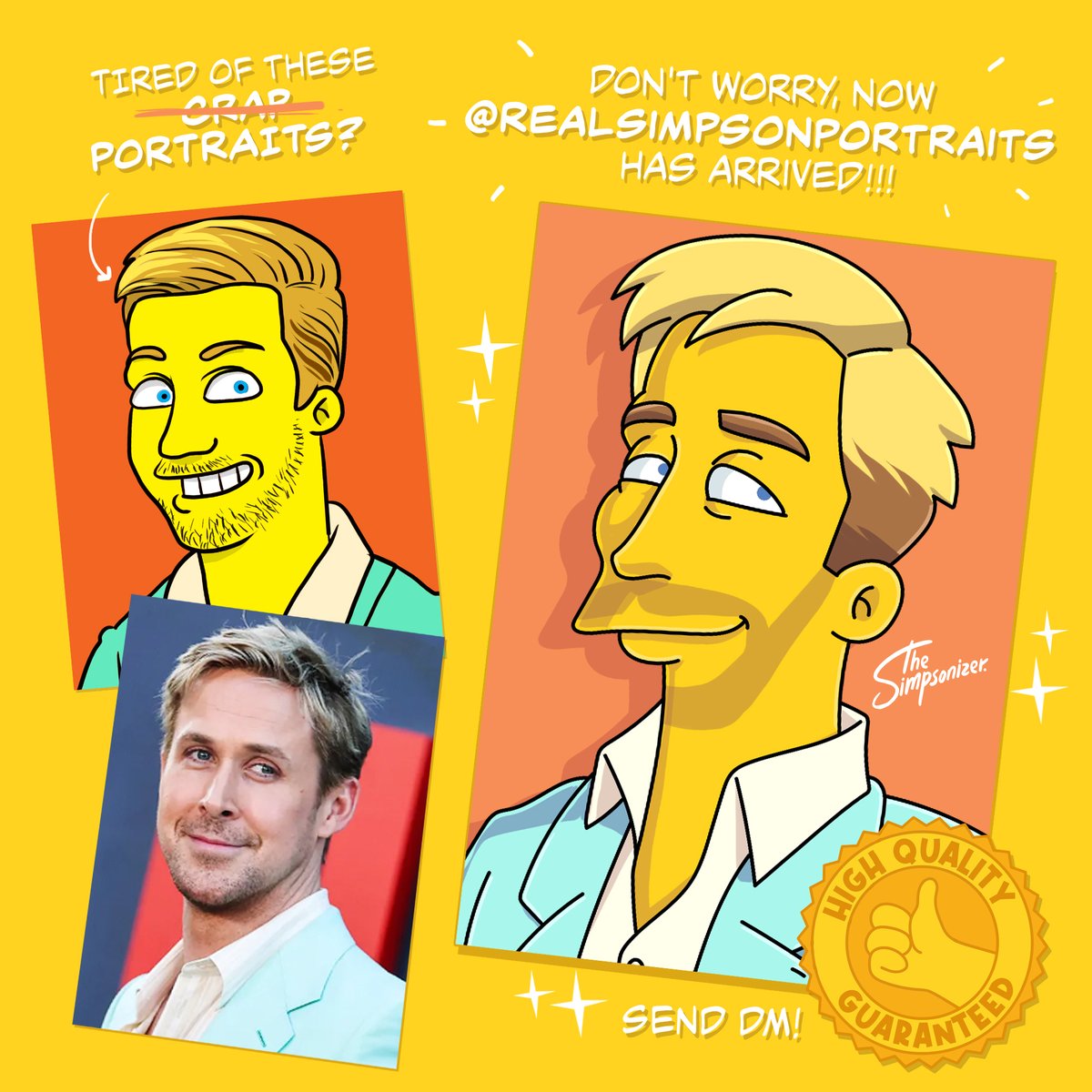 ArminCastellon's tweet photo. #RyanGosling en el verdadero #Simpsonstyle
Ganador de los #CriticsChoiceAwards con la canción
“I’m Just Ken” Una conciencia que tocara publicar su retrato hoy.
Soy #theSimpsonizer
Nota: Los ejemplos de "mal retrato" los hago yo también en base a lo que me encuentro en inter. https://t.co/C7IQpekB8B