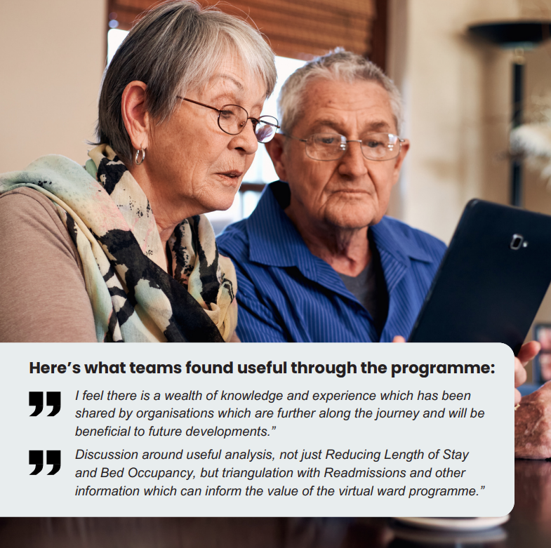 Maximise the potential of Virtual Wards. Spaces open for Spring 2024. Tailored support, collaborative learning, and a proven QI approach await. Contact us to secure your spot on this VW improvement programme! See our leaflet (bit.ly/3TSlilF) #NHS #awardwinningteam