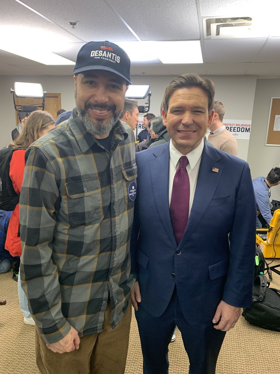 Well, I look like a complete dork but I got my photo with my hero. #DeSantis2024