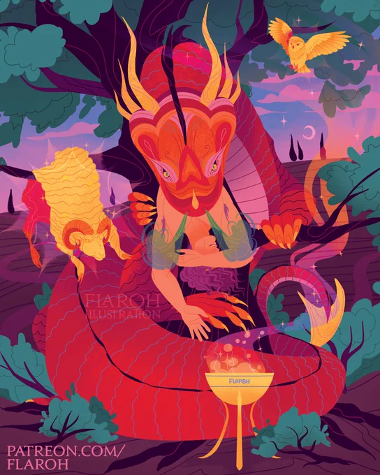 The Colchian Dragon  The fearsome guard of the golden fleece disgorging Jason, based on a scene from a redfigure kylix January's subject theme was "dragon" to celebrate the upcoming Lunar New Year #AncMedTwitter #ClassicsTwitter 