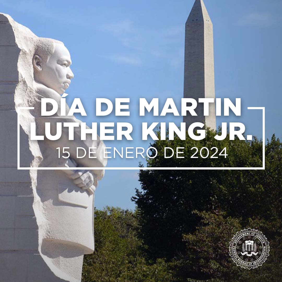 Este Día de Martin Luther King, el #FBI honra a uno de los líderes más destacados del movimiento por los Derechos Civiles y reafirma su compromiso con el legado de equidad e igualdad de justicia para todos del Dr. King. ⚖️