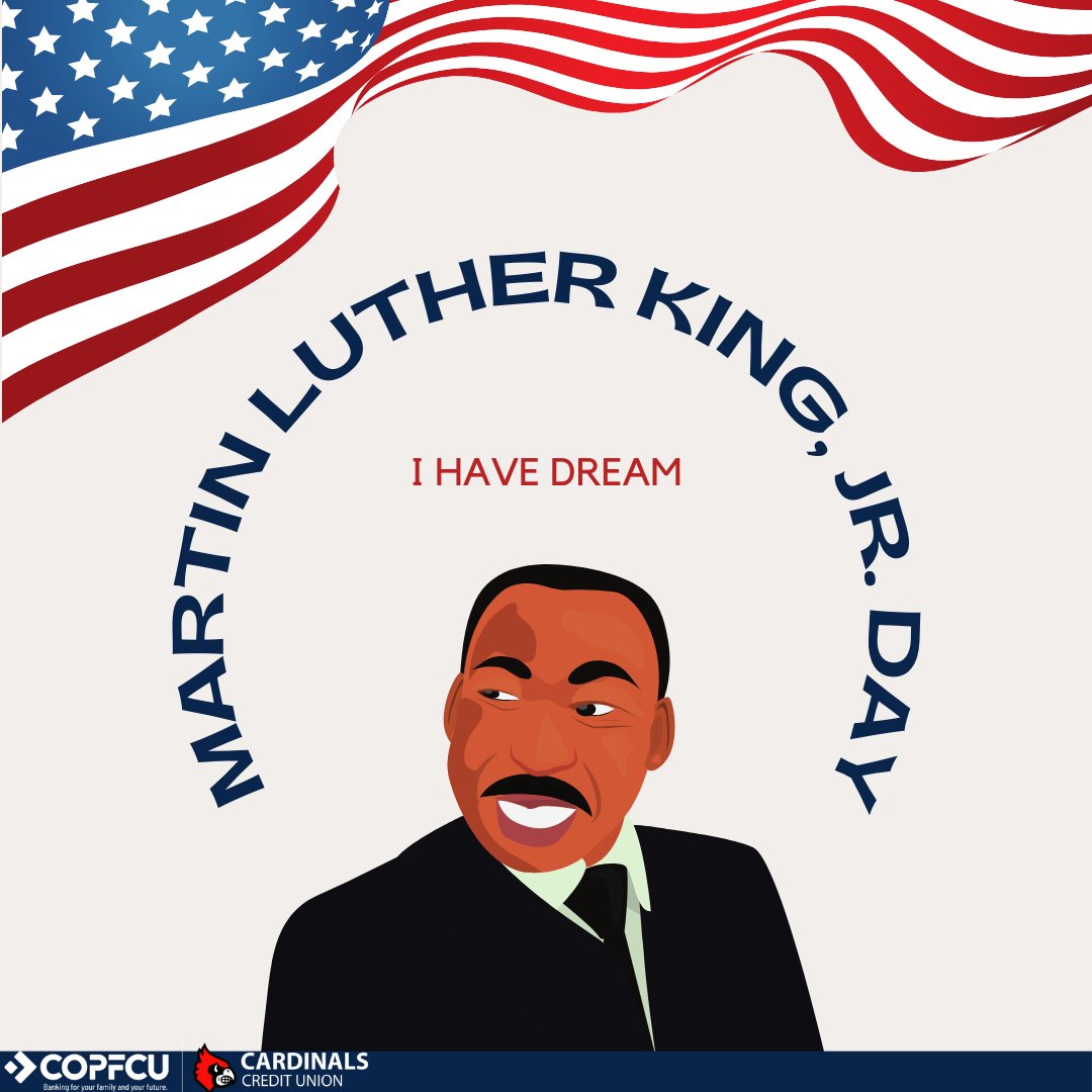 CardinalsCU's tweet photo. Floating on dreams of freedom in a realm of luxury, we commemorate the vision of Dr. Martin Luther King Jr. today. May our paths be as golden and as purposeful as his.🥂✨#MLKday #StepIntoLuxury #DreamersofDreams" #chs #copfcu https://t.co/9Lv0xBcZZt