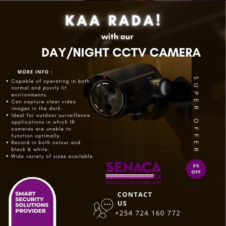 Mulika #crime with our advanced CCTV cameras!! We have an #OfferAlert . Get 5% off your first purchase, grab it while the OFFER lasts and let's create a safer Kenya. 
#CCTV 
STOP KILLING WOMEN
Airbnbs
Runda
CCTV