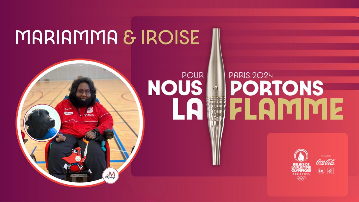 C’est officiel ! Je suis heureuse de vous annoncer qu’Iroise mon Handi’Chien et moi-même sommes porteuses de la flamme Olympique #NousPortonsLaFlamme #WeCarryTheFlame