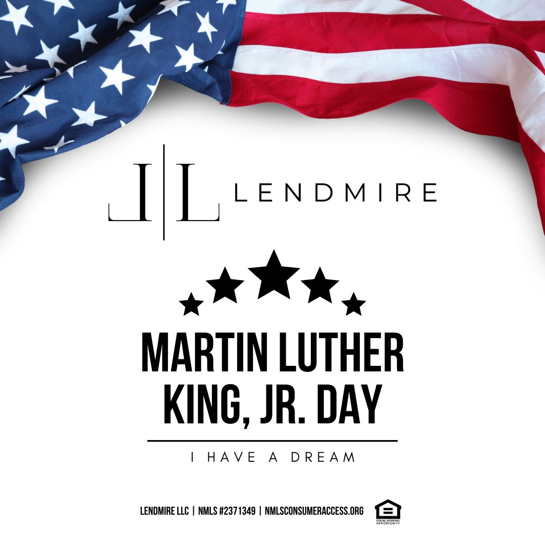 lendmire's tweet photo. 🌟 Celebrating Martin Luther King Jr. Day with a dream that echoes through the ages! ✨ MLK had a dream of unity and equality, and at Lendmire, we share that dream of making homeownership a reality for all.
Happy Martin Luther King Jr. Day! 🎉 #MLKDay #DreamsComeTrue https://t.co/RsHY326uCV