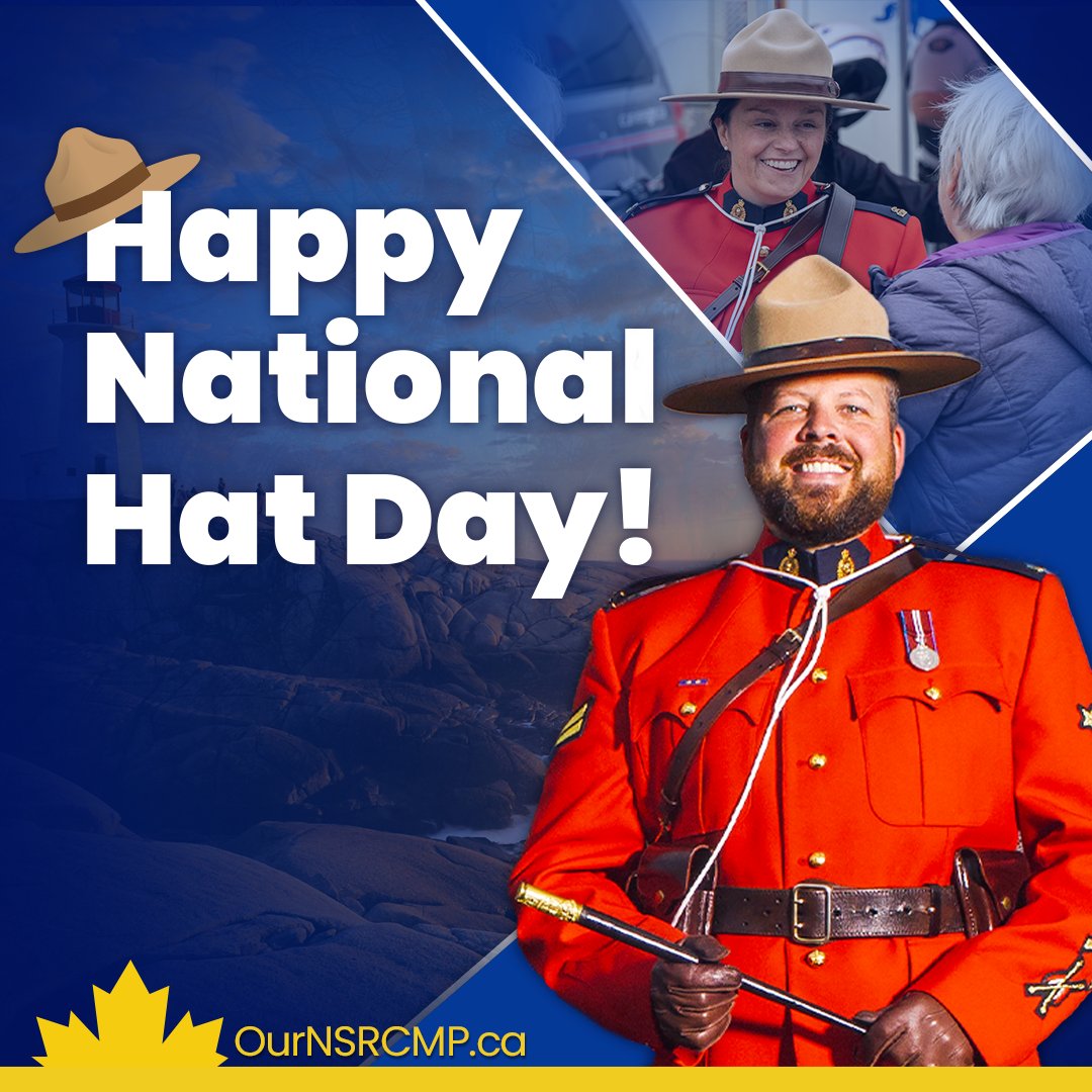 OurNSRCMP's tweet photo. Happy #NationalHatDay! Now proudly worn as part of the ceremonial Red Serge, the Stetson captures the paramilitary heritage of the RCMP from the early 1900s. #HatDay #Stetson #RCMPHistory #RedSerge #ProudMountie https://t.co/wnxBg4Wbs0