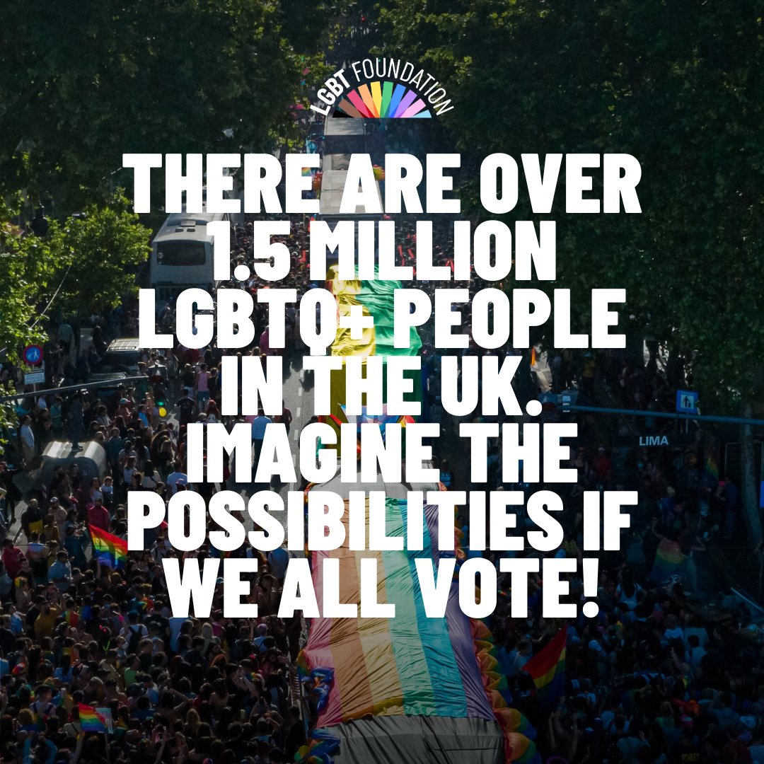 LGBT Foundation (@lgbtfdn) on Twitter photo π³οΈ Are you set to vote? With over 1.5 million LGBTQ+ people in the UK, not everyone knows where to begin. π³οΈβπ Help your community and loved ones by liking and sharing this post to our FREE guide to UK elections and help them #VoteWithPride #Election2024 π³οΈ lgbt.foundation/vote-with-pridβ¦ π³οΈ Are you set to vote? With over 1.5 million LGBTQ+ people in the UK, not everyone knows where to begin. π³οΈβπ Help your community and loved ones by liking and sharing this post to our FREE guide to UK elections and help them #VoteWithPride #Election2024 π³οΈ lgbt.foundation/vote-with-pridβ¦