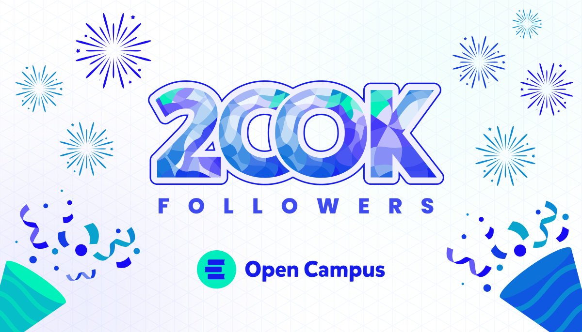 opencampus_xyz's tweet photo. We hit 200k followers over the weekend, an increase of 60k in just 7 days! 📈

A warm welcome to all our new friends joining us on this thrilling journey to decentralize education and to learn more about our proof-of-education protocol.

Next stop, a quarter of a million! 👀 https://t.co/IMINGQ0ePD