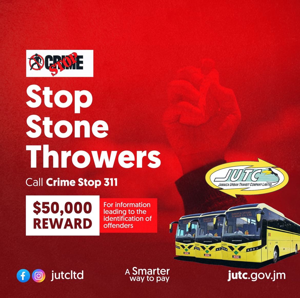 Stone throwing incidents endanger lives and disrupt safety. Help keep our community safe! Report stone throwers anonymously to Crime Stop at 311. Your information could save lives. A $50,000 reward awaits for info leading to an arrest. Be a part of creating a safer environment.