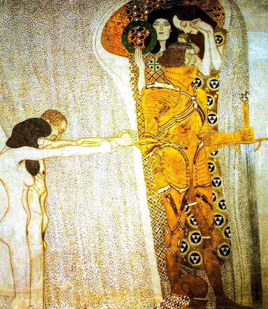 _pgb__'s tweet photo. Gustav Klimt 1902, “Longing for happiness” https://t.co/vM5kwoCKza