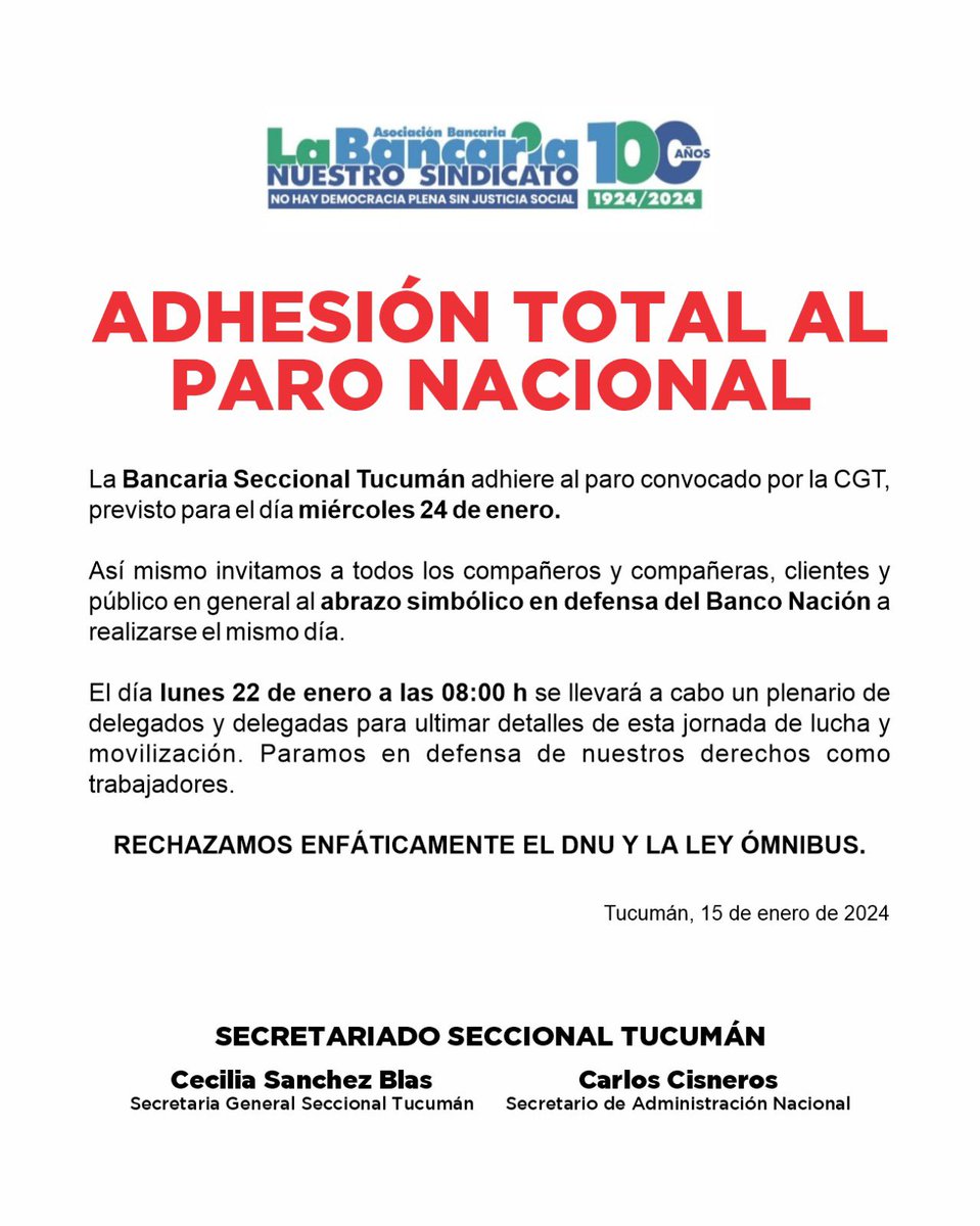 ADHESIÓN TOTAL AL PARO NACIONAL