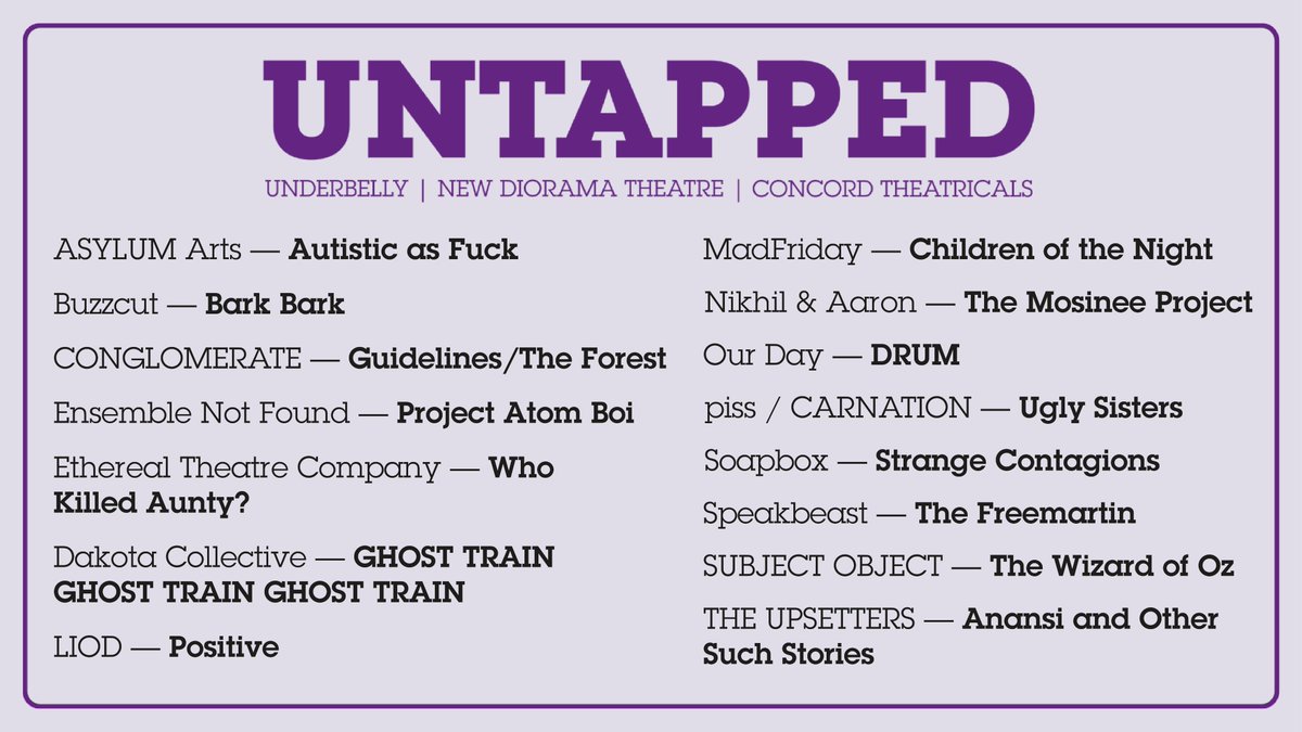 We're delighted to announce the a-moozing shortlist for this 2024 Untapped Award 🐮 The winning companies will receive a package of industry leading support from Underbelly, @newdiorama & @ConcordShows to bring their shows to the Fringe. Keep following to see the winners... 👀