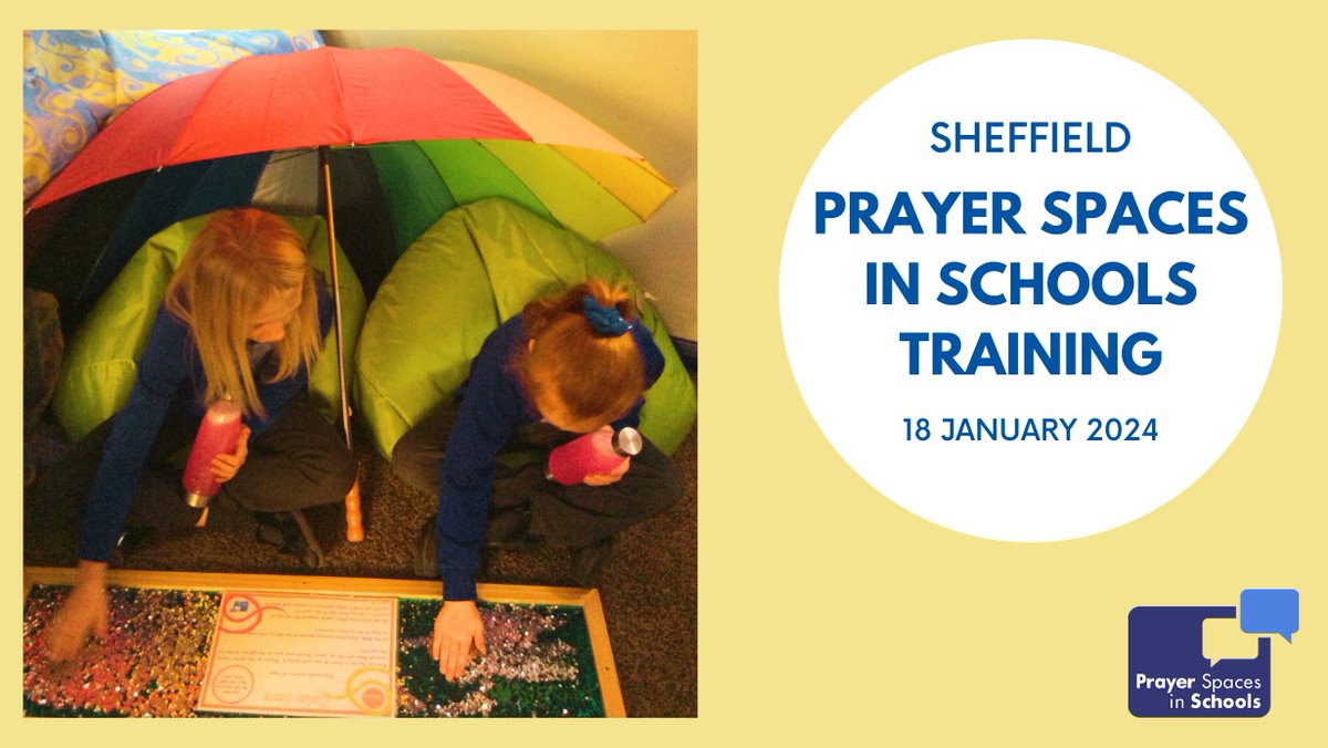 ChristiansSheff's tweet image. Don't forget about our FREE Prayer Spaces in Schools training event this Thursday 18th January from 9.30am - 3.30pm at Wesley Hall Methodist Church.

Register your place at:
prayerspacesinschools.com/.../prayer-spa….

We hope to see you there!