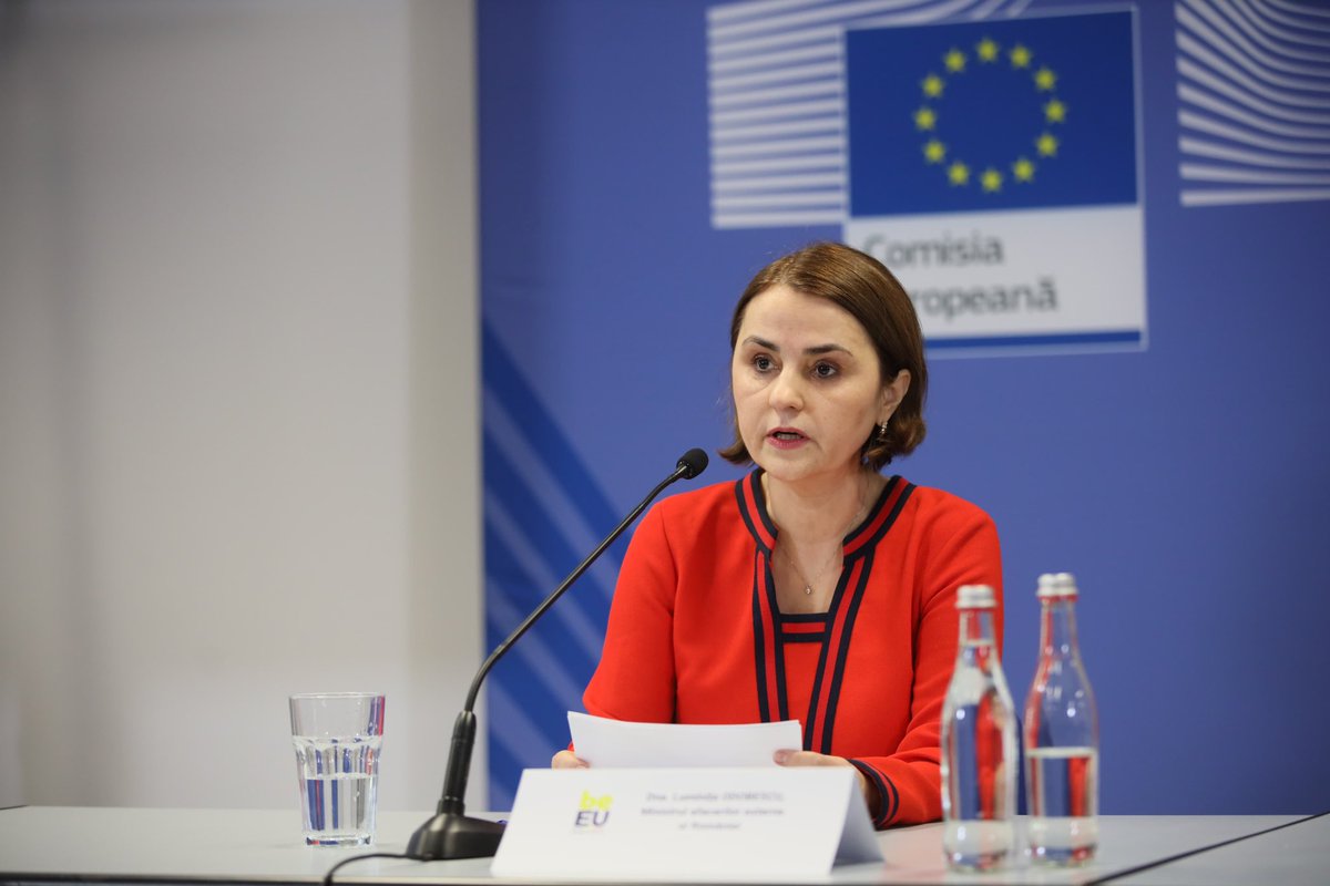 Odobes1Luminita's tweet photo. Glad to participate in the launching of #EU2024BE in #Bucharest. Together, 🇷🇴 and 🇧🇪 will further cooperate to protect, strengthen &amp; prepare for an enlarged 🇪🇺, with an increased weight in the world. Bonne chance à la Présidence belge! https://t.co/kxkYv5QXCa