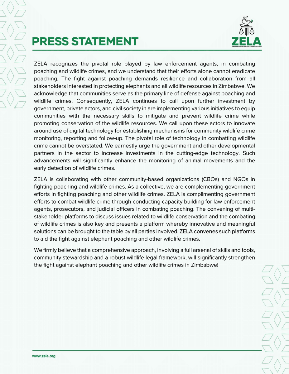 The  killing of six elephants in the Gwayi - Shangani conservancy highlights a  poaching crisis that is intricately linked to #illicit wildlife trade.  This poses severe danger to the survival of these iconic species and calls for immediate, concerted efforts to stop these
