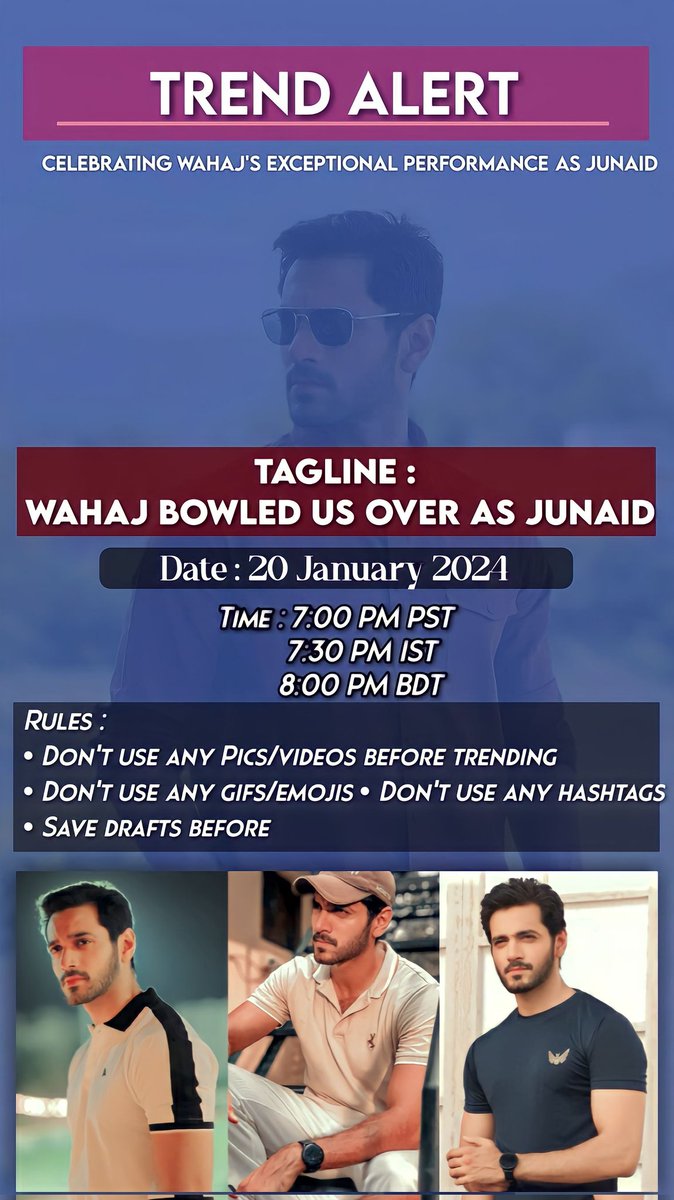 IAmGrumpyArtist's tweet photo. Hi all, Lets appreciate wahaj for his remarkable performance as Junaid. Pls try to Participate in both trends & be sure to follow all the guidelines provided on the poster.
Just one tweet of your appreciation means a lot to him :) please be there 🙏
#WahajAli #Juniad #22Qadam https://t.co/k2PeYk3b97