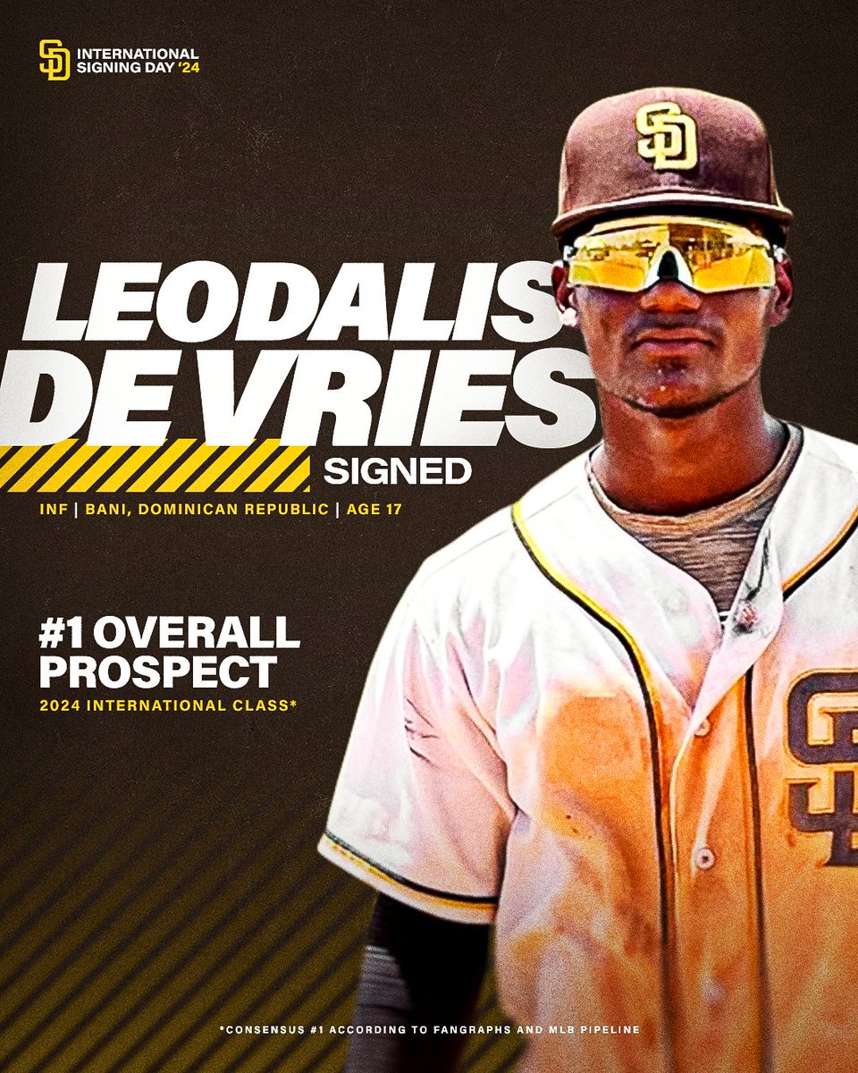 ¡Bienvenido a San Diego, Leodalis! We have opened the 2024 International Signing Period with the signing of infielder Leodalis De Vries: atmlb.com/3Si4Zxj