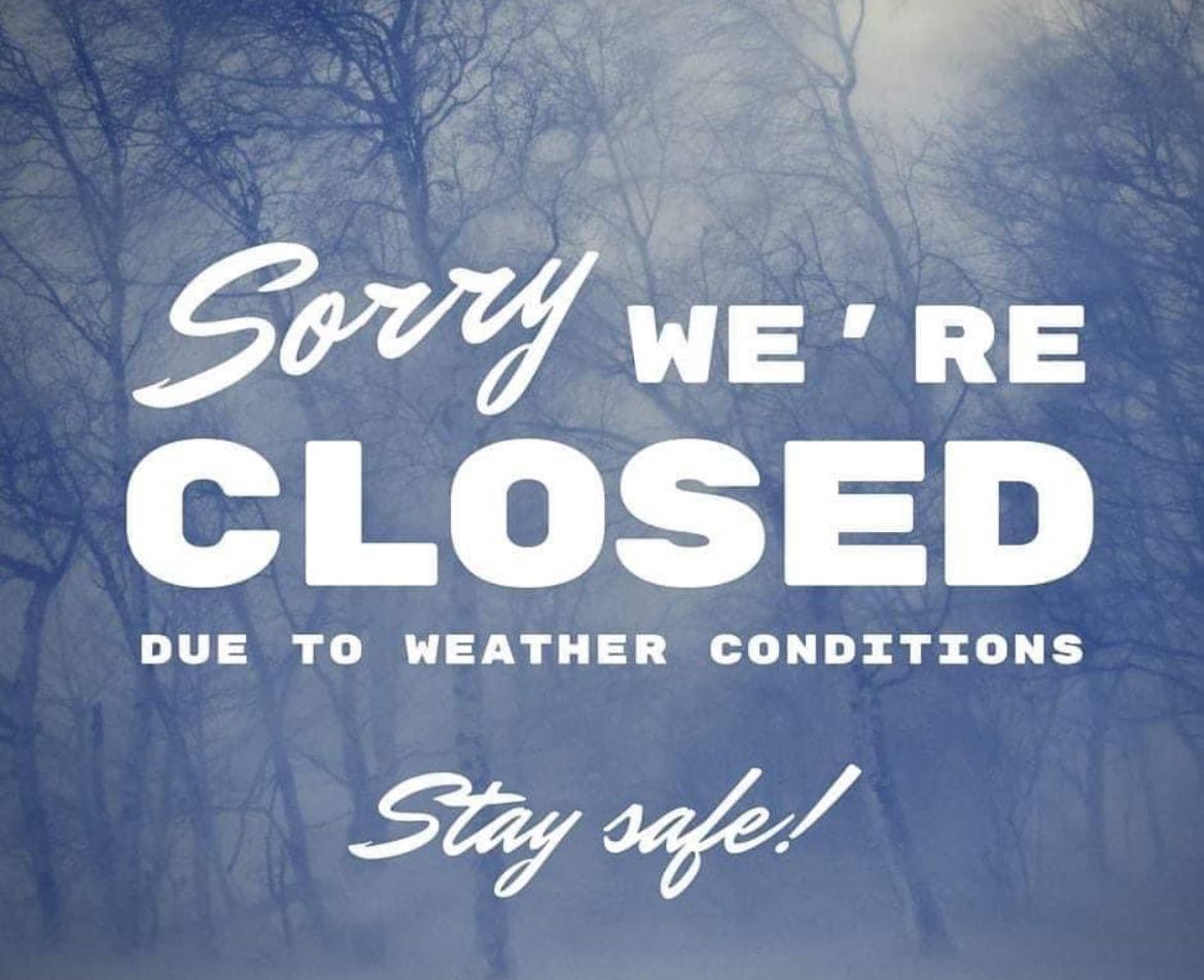 LMCFAB2's tweet photo. We are Closed today due to weather conditions! Please stay safe! https://t.co/UuitEelPJl