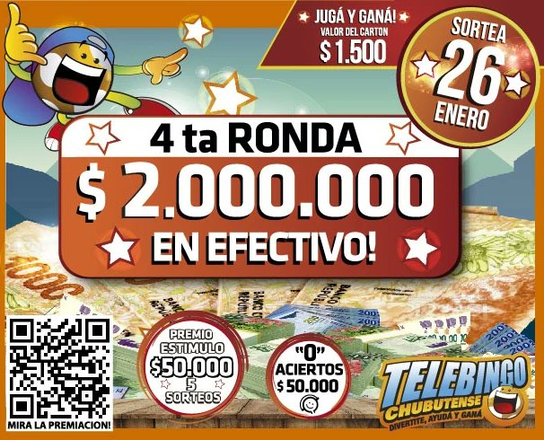 IAS_Chubut's tweet image. 🍀Nos preparamos para el segundo sorteo de enero del Telebingo Chubutense 
📌26/01 
🙌En la 4ta Ronda 📣 2 millones de pesos 🤑😱😱😱😱😱
❇️ SúPeR BiNgO bolilla 39📣 5 millones de pesos 
🙌Valor del cartón 👉$1.500
* disponibles en todas las agencias oficiales de la provincia.