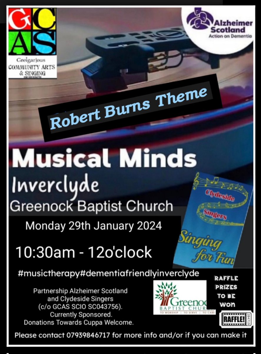 GCAS_Inverclyde's tweet photo. #MMI #MusicalMindsInverclyde returns on 29th January. With @clydesidesinger and in partnership with @alzscot - Inverclyde.  #musictherapy whilst #singingforfun team. VIP Guest coming for our #RobertBurnsTheme https://t.co/KFZiMeL3Aq