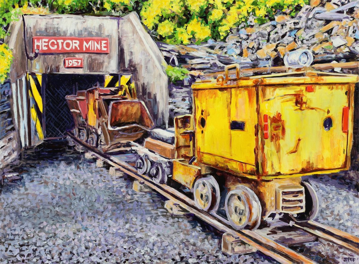 jeffwilsongeo's tweet photo. Hector
Acrylic, 36x48 inches, 2023
Private Collection, Blaine WA
This private commission depicts a rail-mounted rocker shovel loader, and ore cart at the historic Hector-Calument mine portal outside Keno City, in northern Yukon.
*
#art #painting #mining #kenocity #yukon #Canada https://t.co/DdEOpHLMfs
