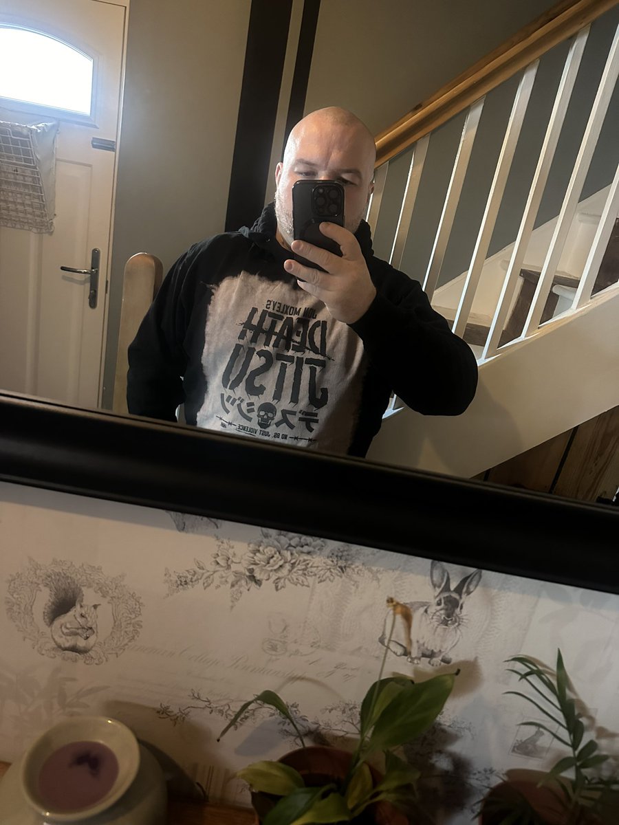 paulie86's tweet photo. Late Xmas present turned up today!!! How awesome is my wife! Only gone and got me a Moxley hoodie!! Death Jitsu, no BS just violence #DeathJitsu #Moxley https://t.co/wGHcUi2tJP