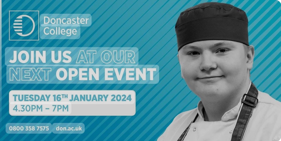 HXCareers's tweet photo. Don’t forget to attend Doncaster College Open Evening Tuesday 16th January, 4:30pm - 7pm. 
This is a great chance for you to explore the huge range of courses they have to offer. 
#yourfuture #enjoyingexcellence https://t.co/olhSMr7vAF