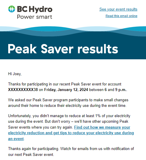 joeyglazer's tweet photo. @bchydro Record cold! What a great time to have a peak-saver event... 😆 https://t.co/30c84PEnNw