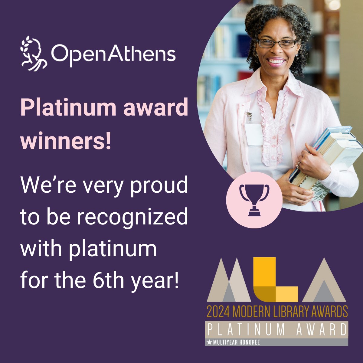OpenAthens's tweet image. Multiyear honoree in the 2024 Modern Library Awards!

We love making access to knowledge easy and we&apos;re delighted our judges agreed! Thank you for recognizing us with platinum six years in a row.

Find out more: openathens.pub/48tII5c

#Libraries #ModernLibraryAwards