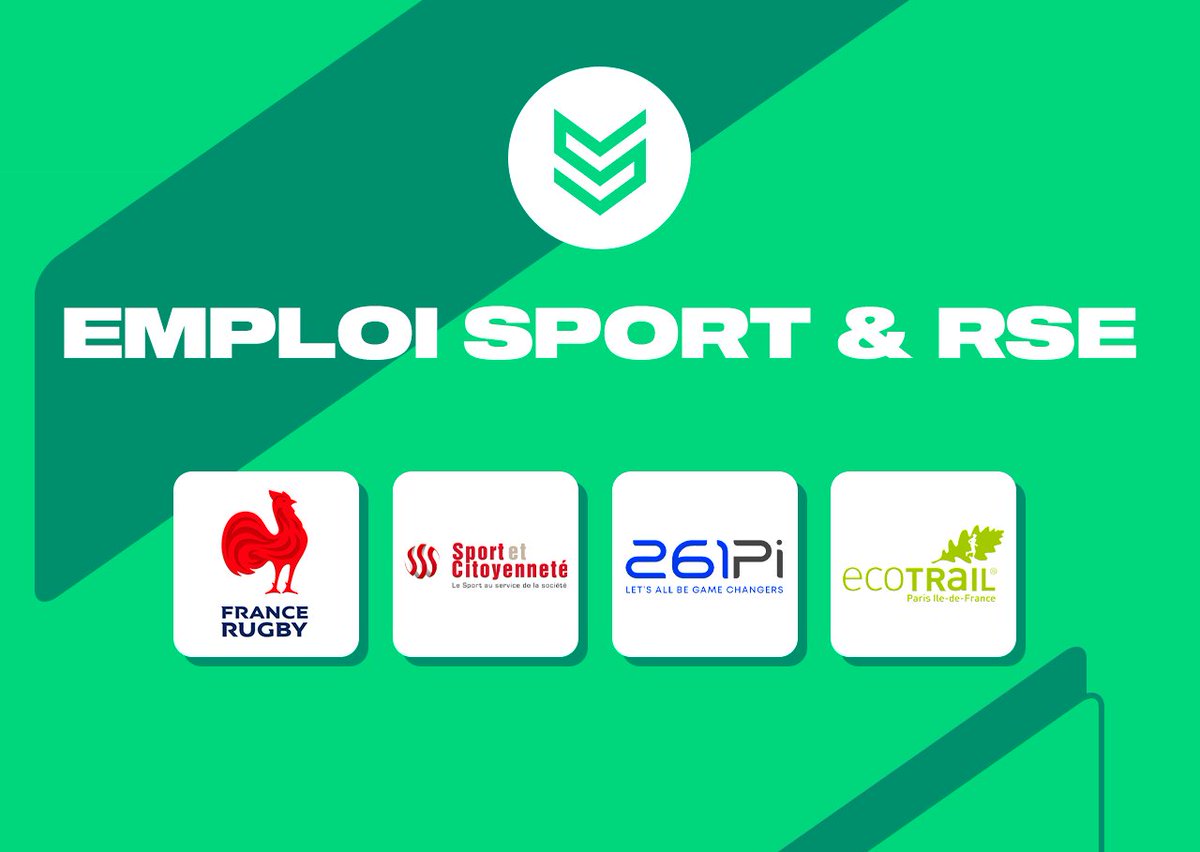 Ecolosportfr's tweet photo. 🚨 De nombreuses offres d'emploi sont disponibles sur notre plateforme Emploi Sport &amp; RSE, et il y en a pour tous les goûts 👉 https://t.co/bp2lyRoI97

🏉 @FranceRugby (CDI)
🏟️ @SportandCitizen (CDI et stage)
📊 261PI (CDI)
🏃 @EcoTrailParis (stage) https://t.co/Khhq8HRWkf
