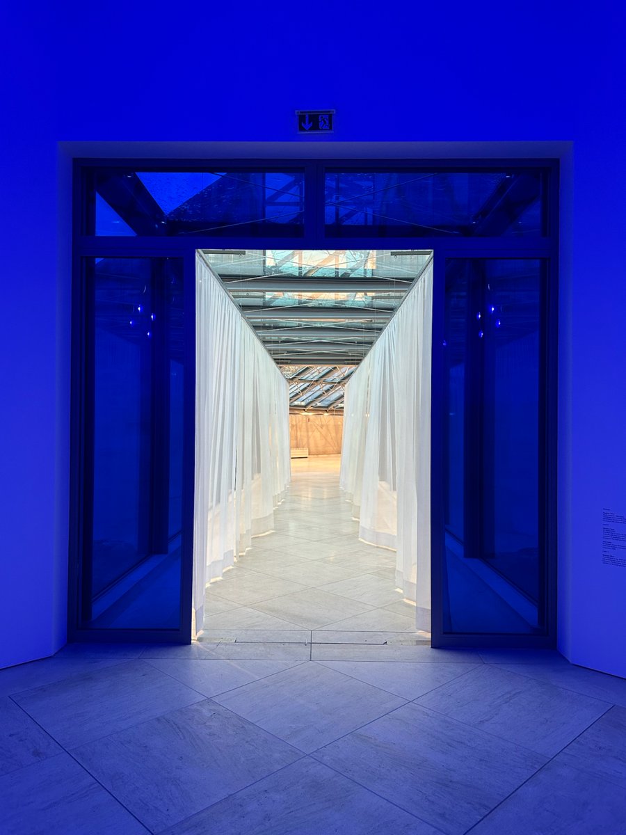 mudamlux's tweet photo. A prelude to ‘A Model’ – #Mudam’s focal exhibition opening February 8 – #RayyaneTabet conceived a site-specific installation. It considers the history of the #museum’s #IMPei #architecture and inserts personal memories, like the curtains from his grandparents’ apartment. https://t.co/oy2Wfd4h54