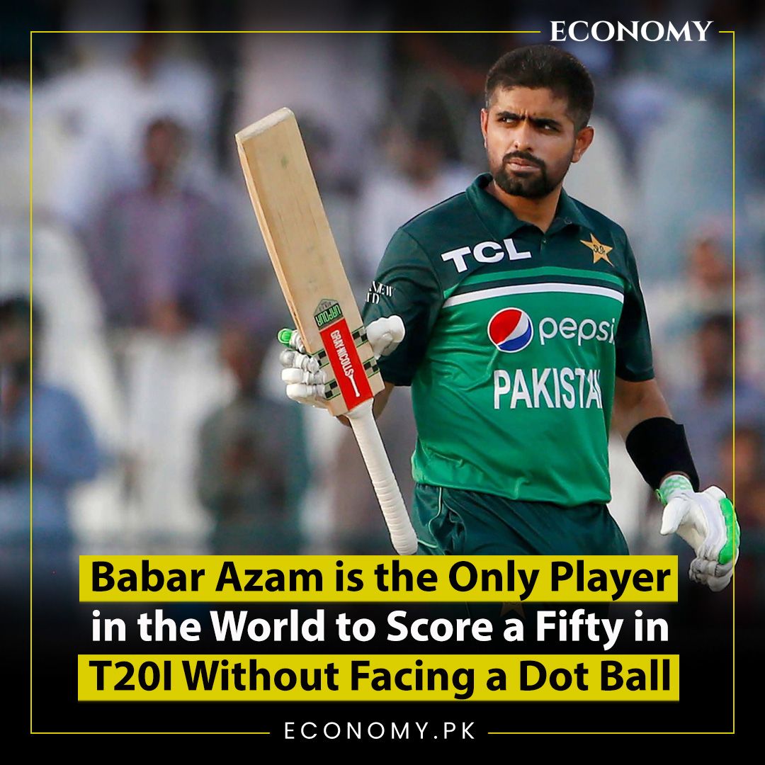 pk_economy's tweet photo. Babar Azam: The Only Player in the World to Score a Fifty in T20I Without Facing a Dot Ball https://t.co/ZU2bwppmhl