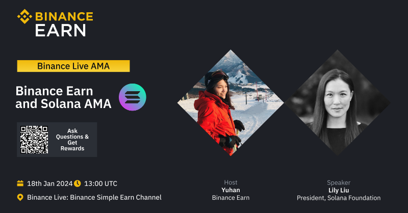 binance's tweet photo. Join us on #Binance Live for an AMA with Lily Liu, President of @solana Foundation!

🗓️ January 18
⏰ 01:00pm UTC

There will also be $5,000 in $SOL up for grabs - see the thread on how to participate.

Set a reminder ⤵️