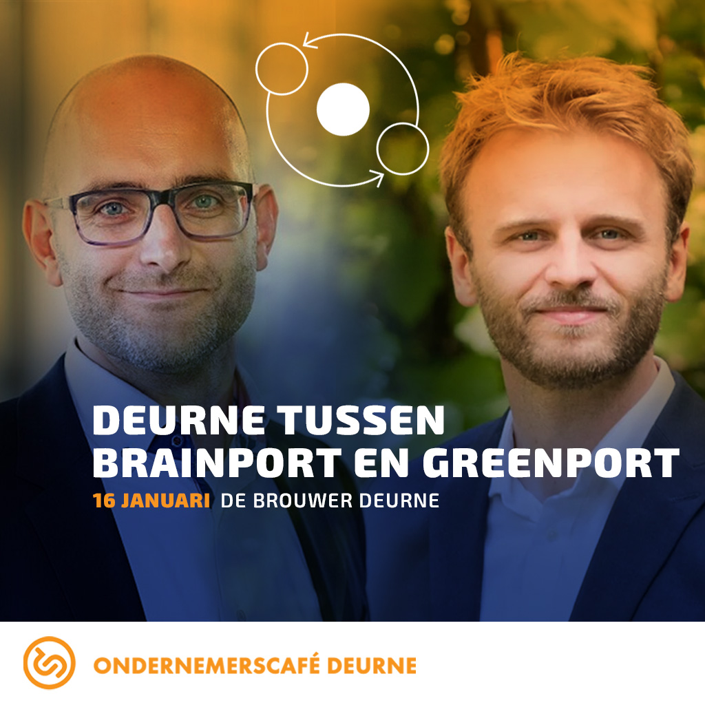 Op dinsdagavond 16-01 organiseren we de 201ste editie van het Ondernemerscafé Deurne. Tijdens deze editie gaan we in op de rol van Deurne tussen Brainport en Greenport. Wethouder Tom Oomen en Didier Barrois van Brainport Development schuiven hiervoor aan.