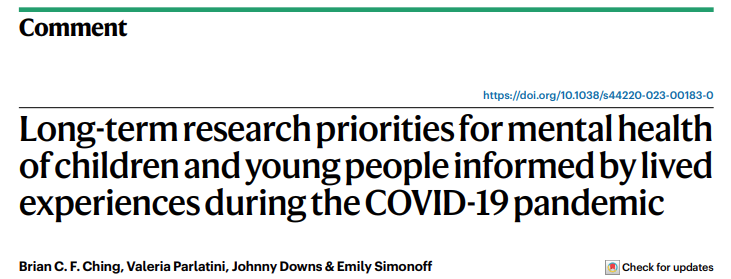 👇🏽First paper from the PhD is out in <a href="/NatMentHealth/">Nature Mental Health</a>. We comment on the need for more robust longitudinal research to understand the long-term mental health outcomes in children and young people during the COVID-19 pandemic.