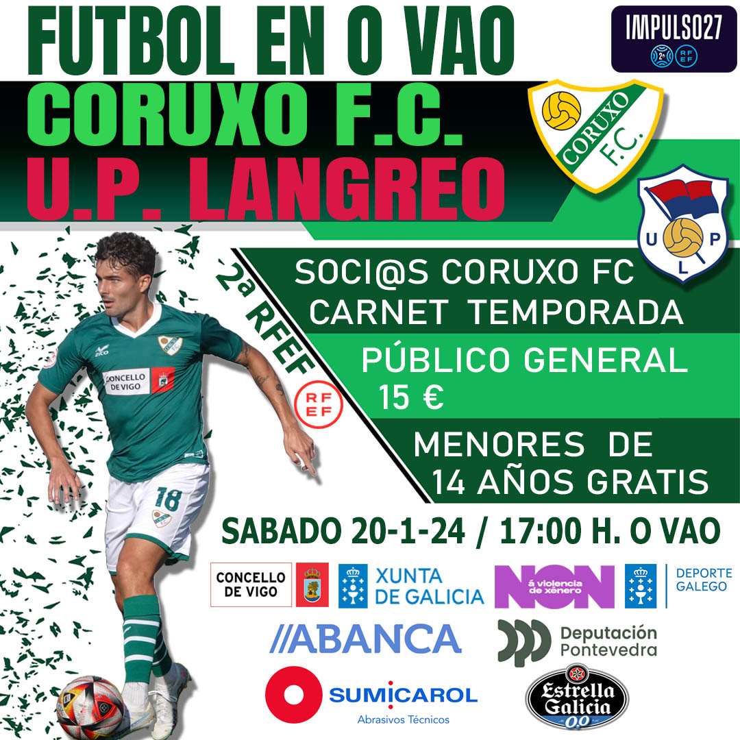 Regresa el fútbol a O Vao. Hacía un mes que el Coruxo no jugaba de local 👏💪
🗓️Sábado 20 Enero
🕔17:00 h.
🏟️O Vao
🟢<a href="/CoruxoFCoficial/">Coruxo FC ⚒️</a> 
🔴<a href="/UPLangreo/">UP Langreo ⚒</a>