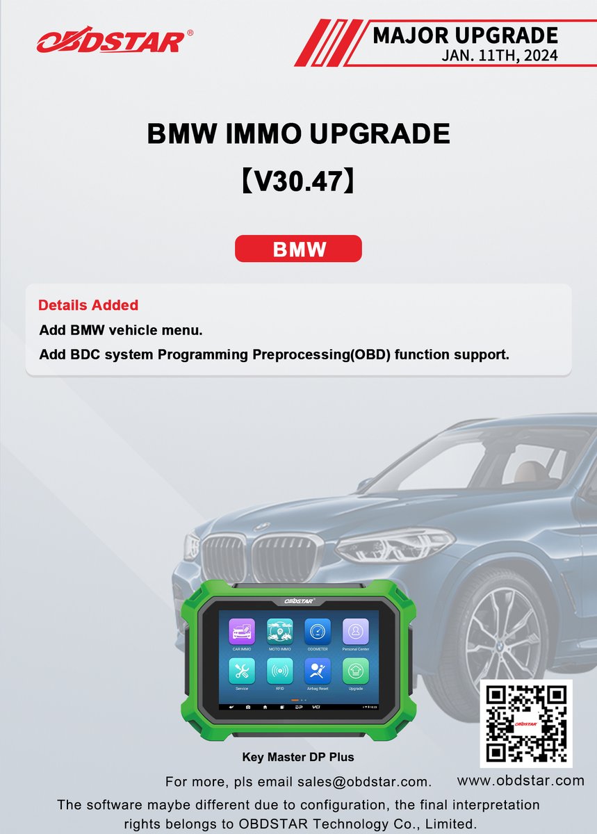 ObdstarTec's tweet photo. #OBDSTAR #AUTOMOTIVE #MajorUpgrade
BMW IMMO UPGRADE【V30.47】
MAZDA IMMO UPGRADE【V31.07】
PEUGEOT/CITROEN/DS IMMO UPGRADE【V42.68】

#IMMO #auto #locksmith #IMMO #maintenance #repair #KeyMasterDPPlus #keymaster5 https://t.co/k2WdOoT3lk