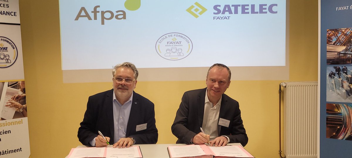 #signature de #convention de partenariat entre <a href="/Afpa_Formation/">Afpa</a> et <a href="/GroupeFayat/">FAYAT Group</a> pour le lancement de l'école de #formation energie fayat. 12 salariés débutent l'aventure de l'#alternance sur le métier de monteur réseaux.
