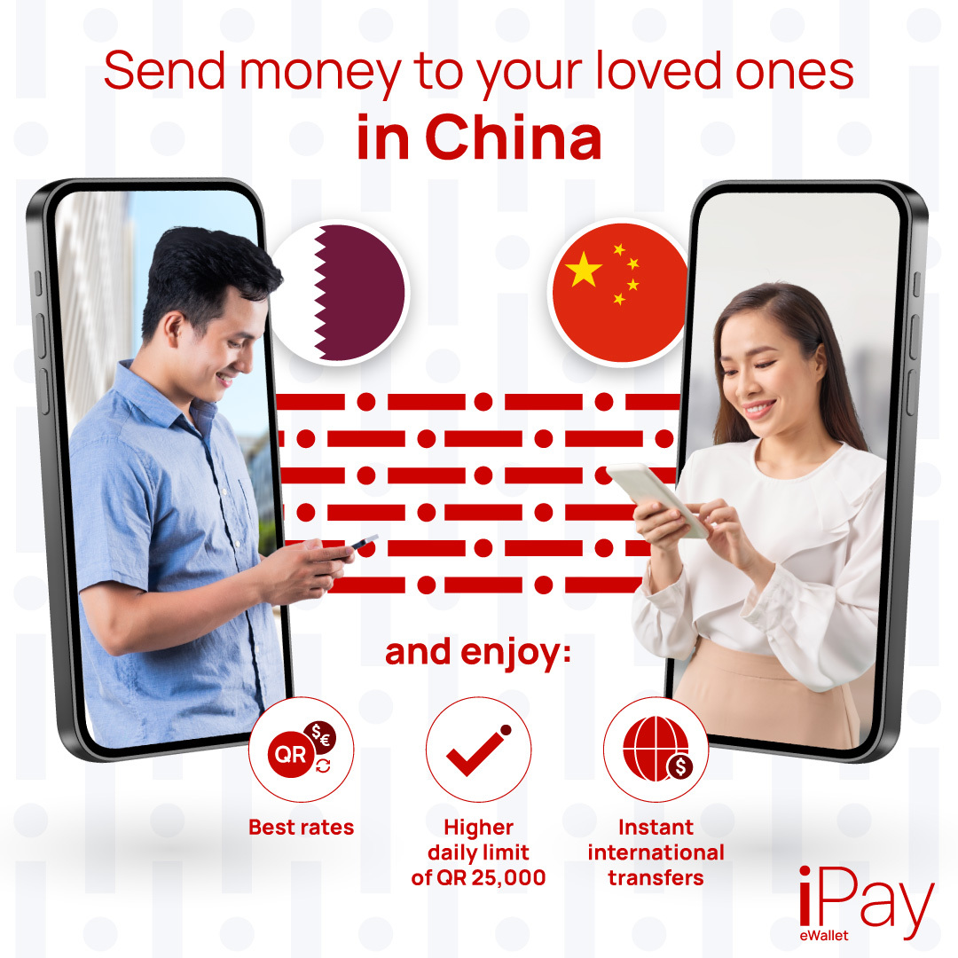ipay_qatar's tweet photo. Money transfer to China is now available through iPay offering a convenient solution for account deposits. iPay offers a higher transfer limit (up to QR 25,000), lower rates and faster transfers. Download iPay from your App Store or Google Play. https://t.co/5e9LWVPszB