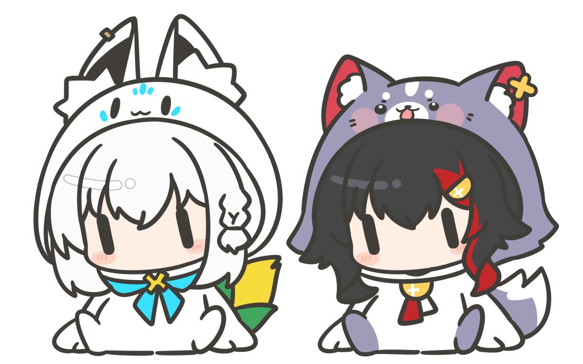 フブキ「フブミオちょこん #絵フブキ #みおーん絵」|トゥーミのイラスト