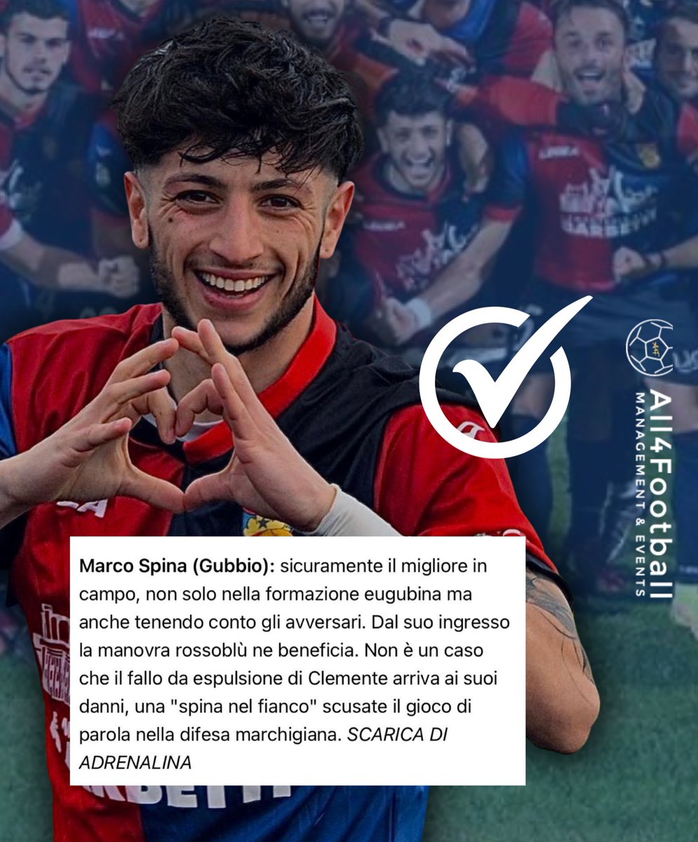 All_4_Football's tweet photo. Il nostro #MarcoSpina tra i TOP del match @AsGubbio - #Ancona !
Ancora una prestazione superlativa del giovane lupetto, tra i protagonisti assoluti del match di ieri ⚽️

#topeflop #SerieC #attaccantiitaliani #giovanitalenti #talentiitaliani #calciatoriitaliani #All4Football #A4F https://t.co/NEcq1zQ7VN