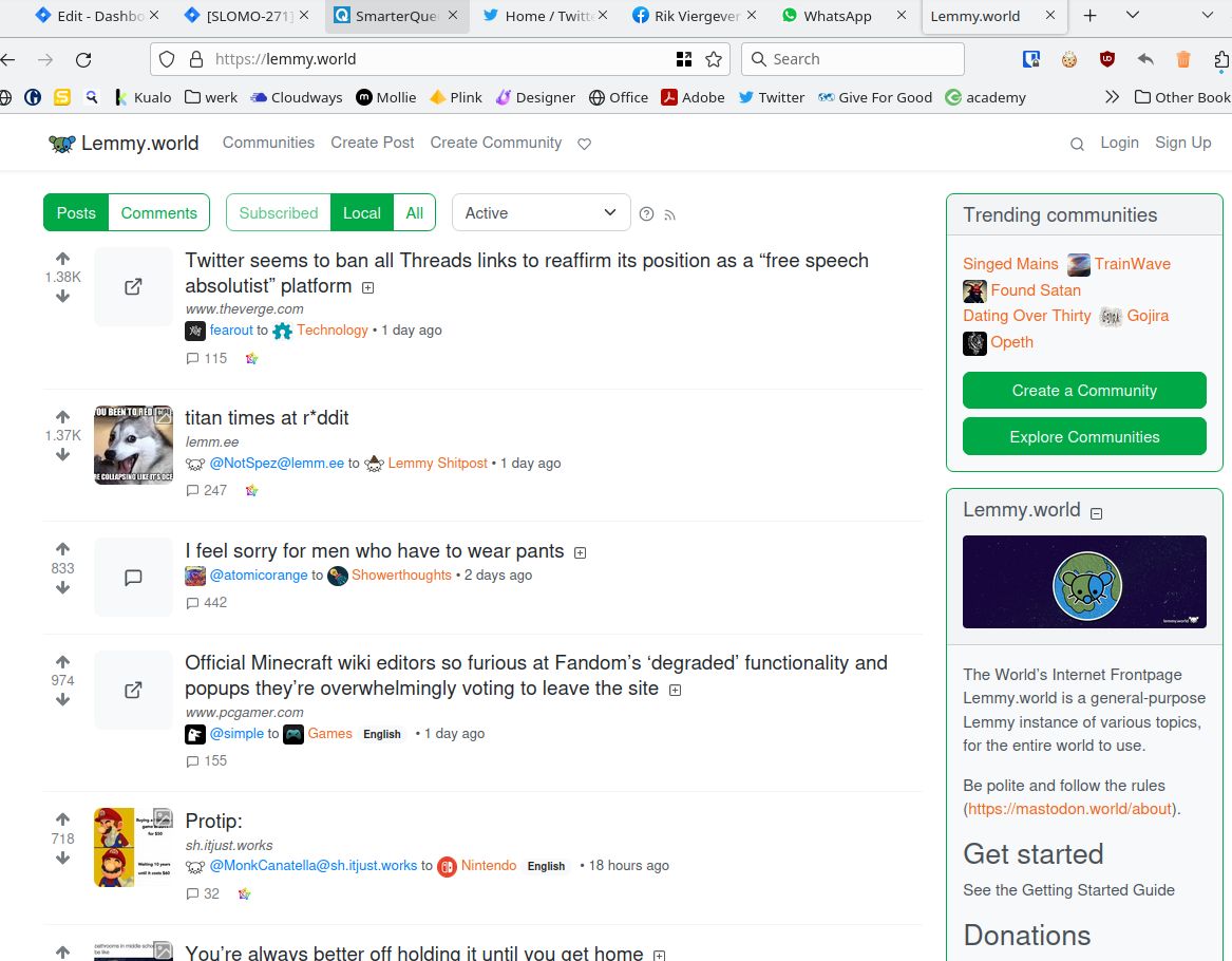 RikViergever's tweet image. Lemmy, lemmy.world , is an interesting alternative to #Reddit that is 'federated'. This means that it is connected to other instances of Lemmy and other federated apps.
Similar to #Mastodon
#Federation #Fediverse #Lemmy #LemmyWorld #Federate #Federated