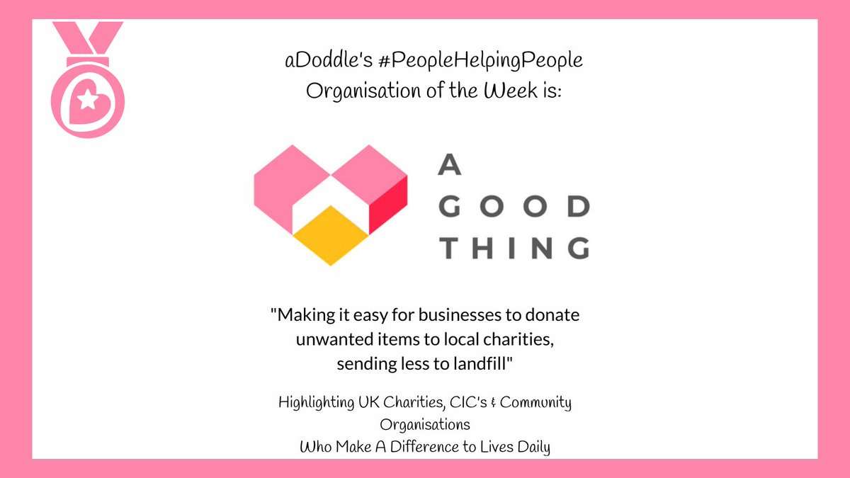 aDoddle_UK's tweet photo. Our #FPOW is @agoodthing_uk who make it easy for businesses to donate unwanted items to local #Charities
They make the match using their simple Free App. Sign up using the app & you’ll be notified as soon as a nearby business has something to offer
See: https://t.co/llnuwCDyY4 https://t.co/c9BaEazWEn