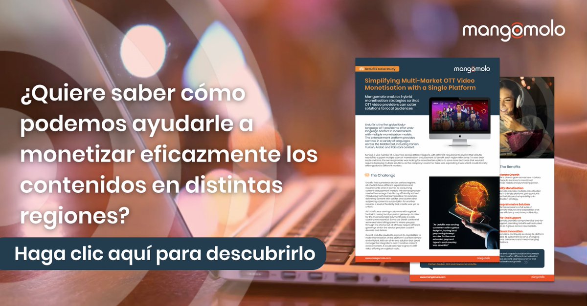 mangomolotweets's tweet photo. Con nosotros, @Urduflix adquirió una nueva capacidad para monetizar los contenidos de forma diferente en función de la región.

Lea cómo aquí: https://t.co/JSx4ubPCla
#GoBigGoDigital #SwitchToMango #Streaming #OTTVideo https://t.co/u4Dz50HFLH