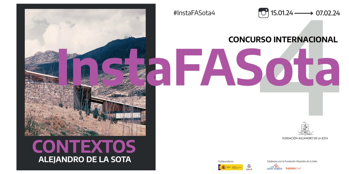 FundacionASota's tweet photo. ¿Qué relación existe entre una obra y el entorno en que se encuentra?

Esta es la propuesta que hacemos desde la Fundación Alejandro de la Sota para la cuarta edición del Concurso Internacional InstaFASota que tendrá lugar en Instagram.

· Bases: https://t.co/lQoEGPgYPP https://t.co/L3rm0jyOlC