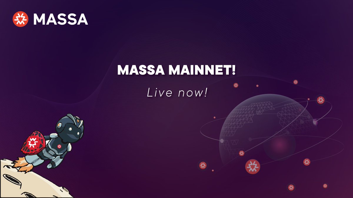 🌟 BIG NEWS! 

🚀 We're meticulously constructing the Massa ecosystem, layer by incredible layer.

🎉 As of 10am UTC today, after 2 years of intense development and 200,000+ lines of code, we've reached a groundbreaking milestone: the Massa mainnet is operational and thriving!