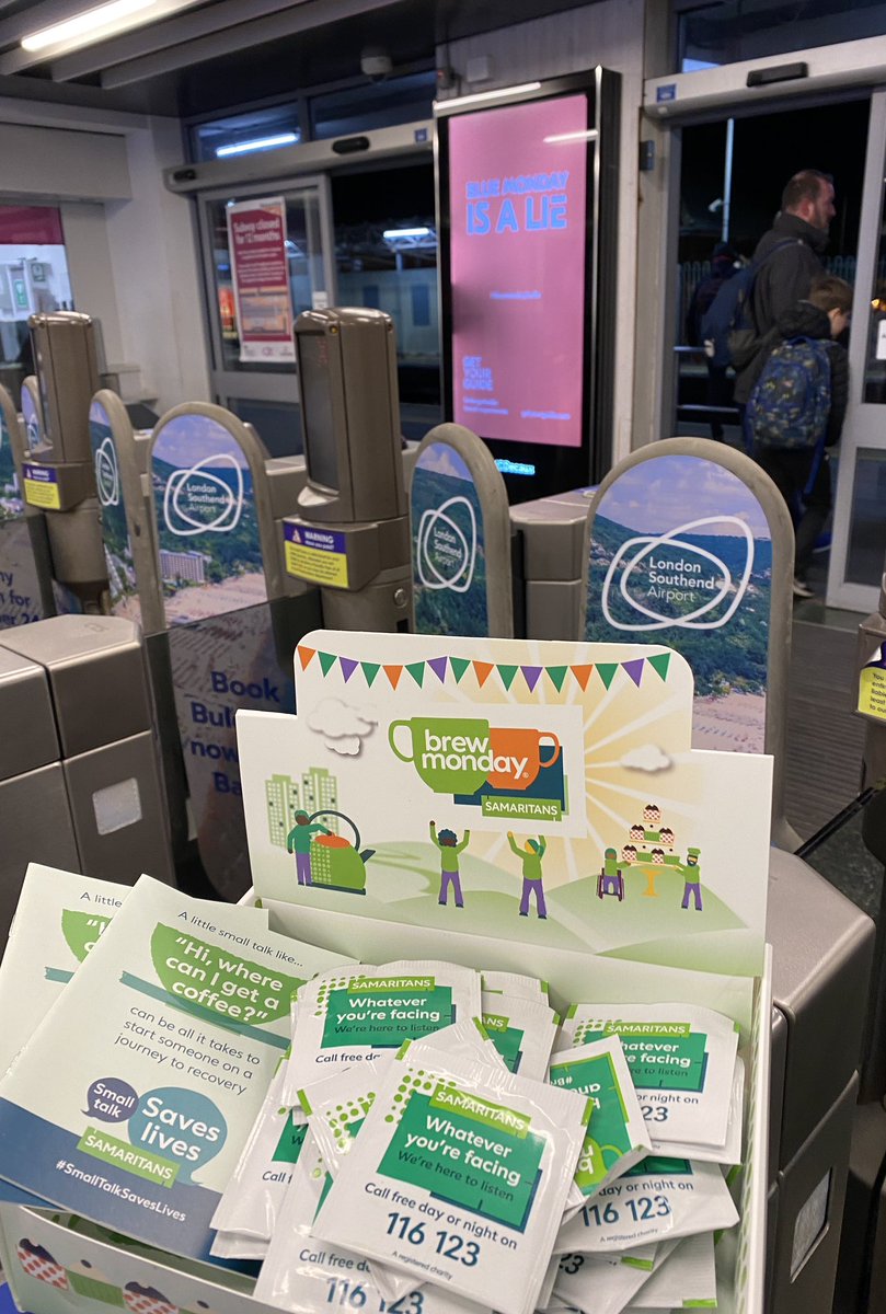 BTSamaritans's tweet image. Our wonderful band of volunteers braved the cold at Pitsea and Grays stations this morning to celebrate #Brewmonday. Hope you got a teabag and now know how to have a small talk!#smalltalks 
@samaritans @c2c_Rail