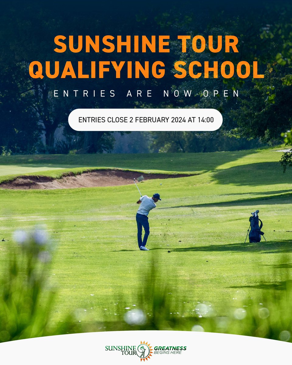 Sunshine Tour Q-School entries are open 🚨 ⛳️ 

If you aspire to be a professional golfer on the Sunshine Tour, click the link below to view the Sunshine Tour Qualifying School requirements and enter now. 

Q-School entries close on 2nd February 2024 at 14:00 CAT. 

🔗