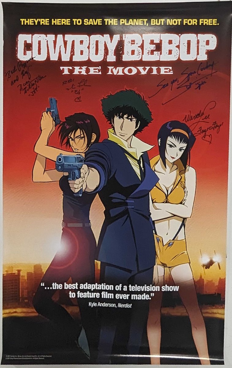 GIVEAWAY ALERT!

Cowboy Bebop: The Movie is coming to theaters and ANN has TWO posters signed by the lead English VAs to give away! To enter:

Like and RT this tweet.
Follow <a href="/Anime/">Anime News Network</a> and <a href="/ICONICEventsNow/">Iconic Events</a>

Giveaway ends 01/23/2024 23:59 PST.

See page for details: